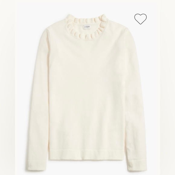 J. Crew Tops - J Crew cotton ruffle neck sweater ivory